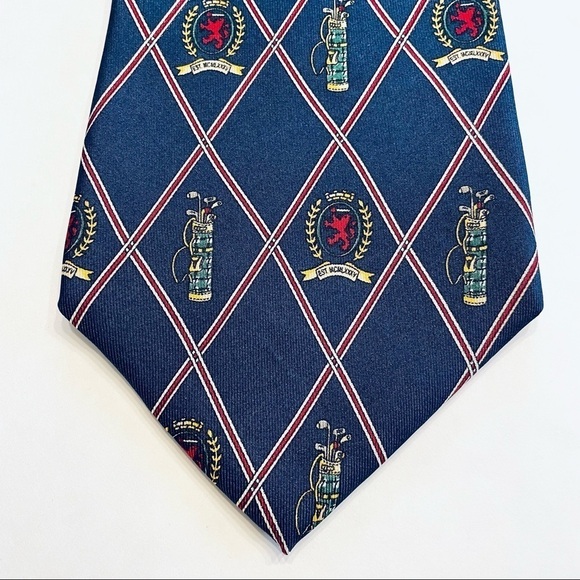 Vintage Tommy Hilfiger Golf Silk Neck Tie Navy Blue Bag Clubs - Picture 4 of 7